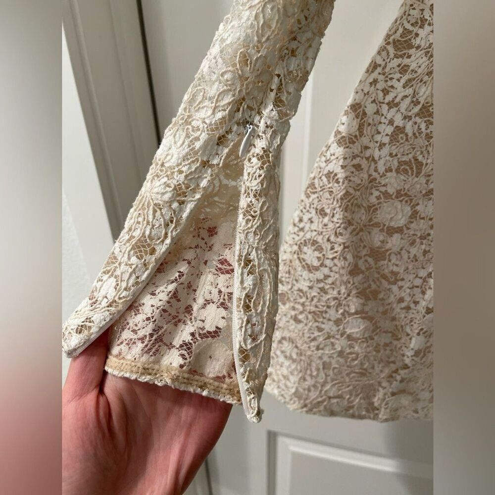 NEW BRONX AND BANCO Courtney Beige long sleeve Mini wedding bridal dress - Picture 11 of 16